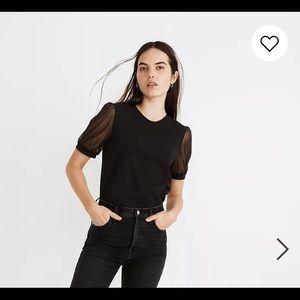 Madewell Sheer Sleeve Top - Size M